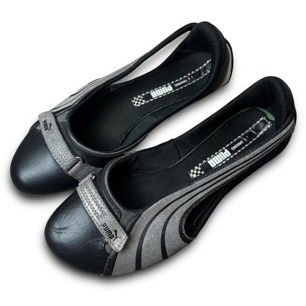 Puma black & silver glittery sporty ballet flats